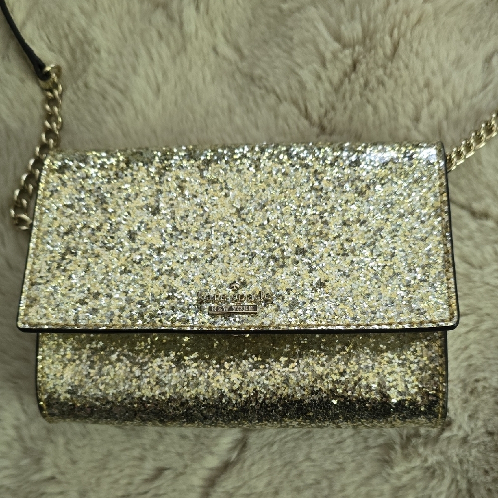 Kate Spade Gold Glitter Clutch